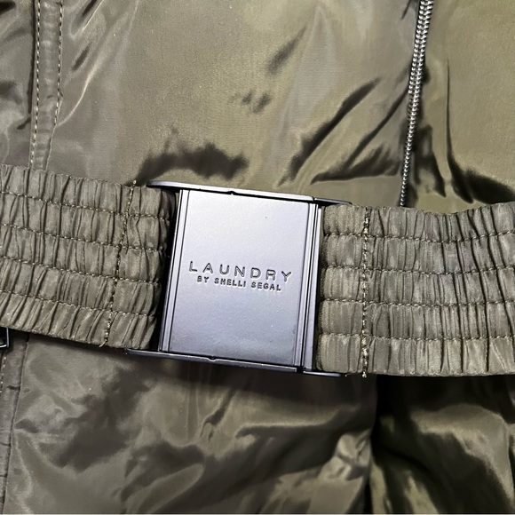 Laundry by Shelli Segal Hooded Belted Parka Jacket In MilitGry -Military Color - Picture 7 of 16